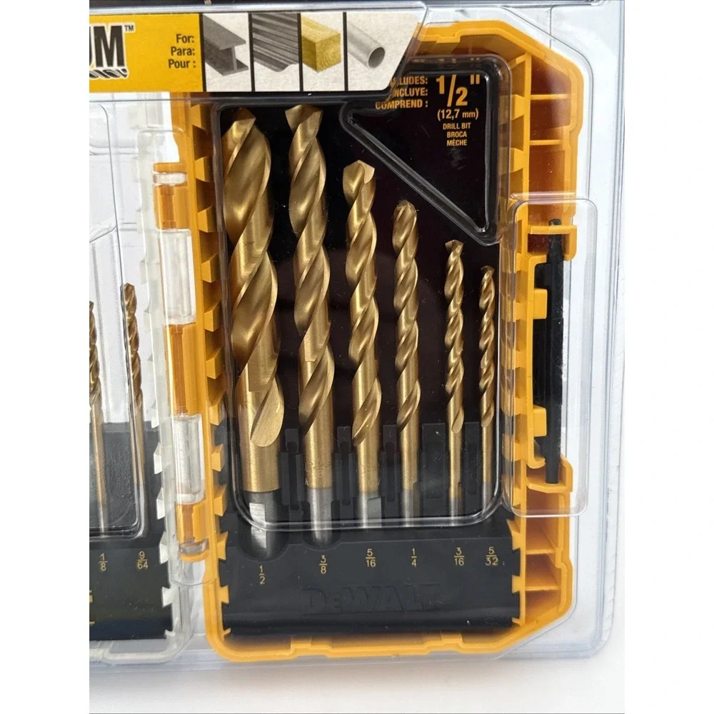 DeWalt 14 PC. Titanium Nitride Coated Drill Bit Set w/Hard Case & No Spin Shank